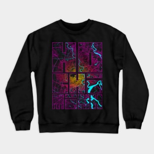 Ho Chi Minh, Vietnam City Map Typography - Neon Crewneck Sweatshirt